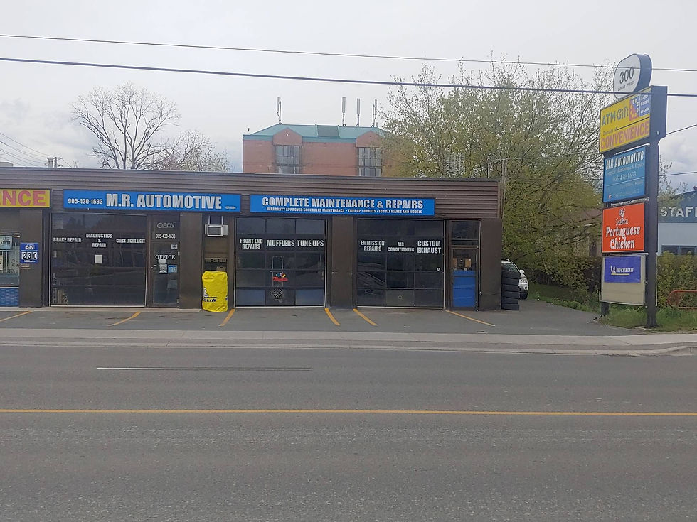 M.R. Automotive frontage and blue M.R. AUTOMOTIVE fascia sign at 300 Dundas Street East, Whitby